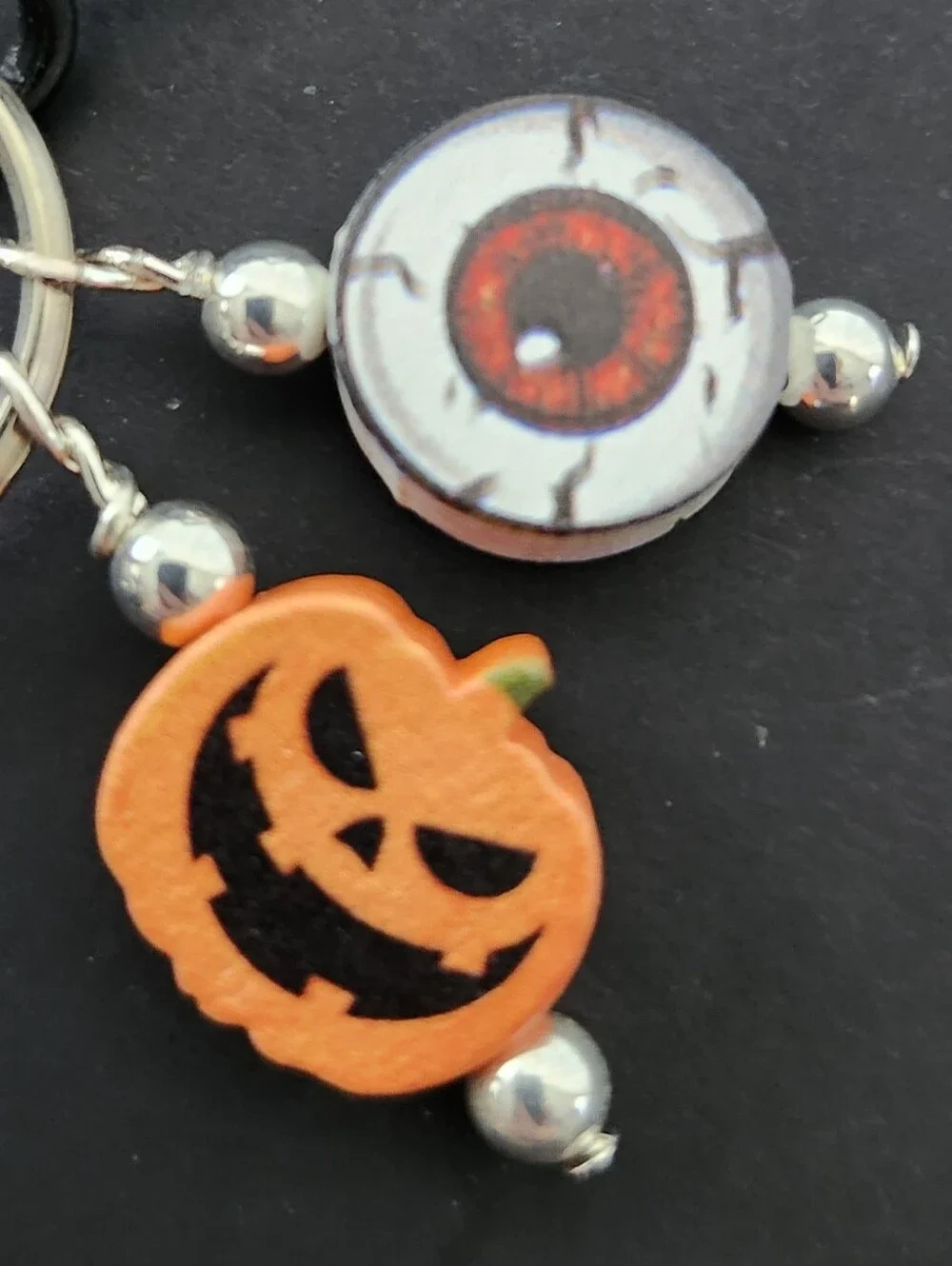 Halloween Backpack or Costume Charm Ghost Spider Pumpkin Eye Handcrafted